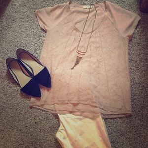 Dusty pink Calvin Klein lace overlay shirt.